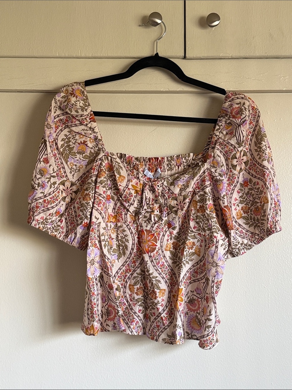 Derek Lam 10 Crosby Floral Peasant Top - Cream Multi NWT